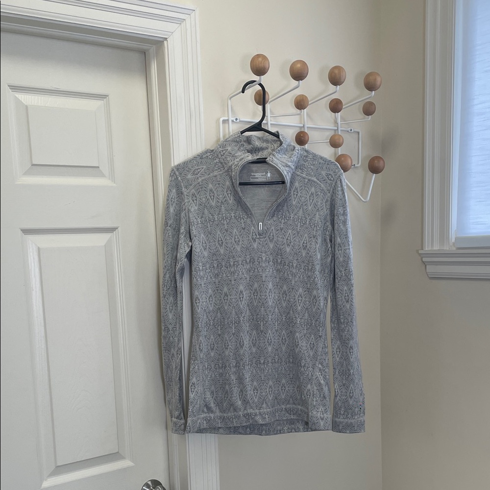 Smartwool Women's Long Sleeve 1/4 Zip Pullover - Light Gray Pattern